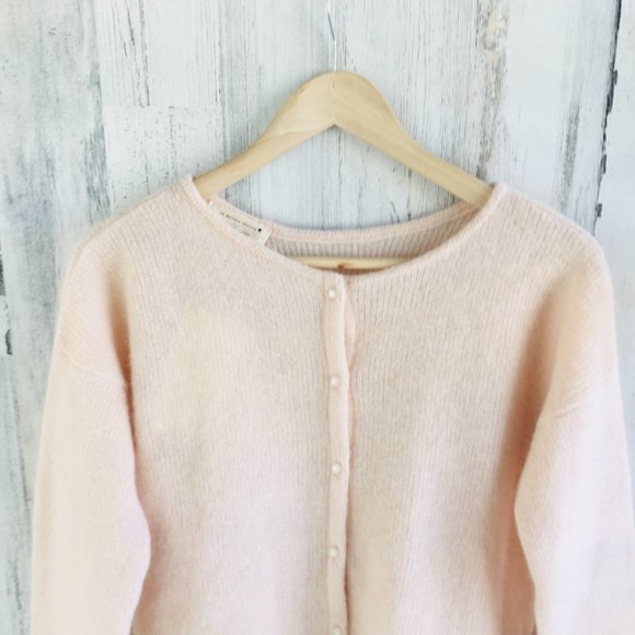 Sezane Gaspard Cardigan Nude Blush Pink Reversible Mohair Alpaca - Picture 3 of 11